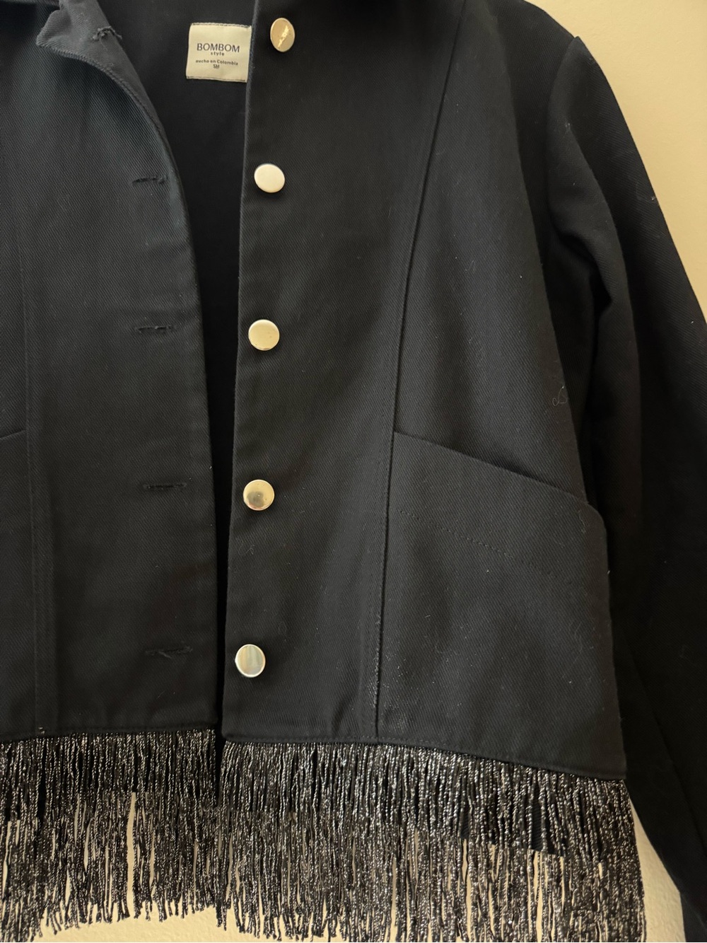 Fringe Hem Jean Jacket in Black by Boundless - Picture 3 of 7